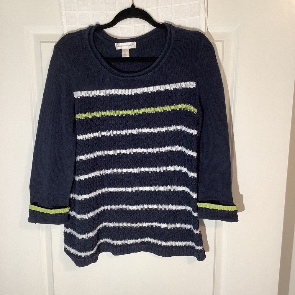 Christopher Banks Ladies Pullover Sweater Blue/Green/White Size M - Picture 1 of 5